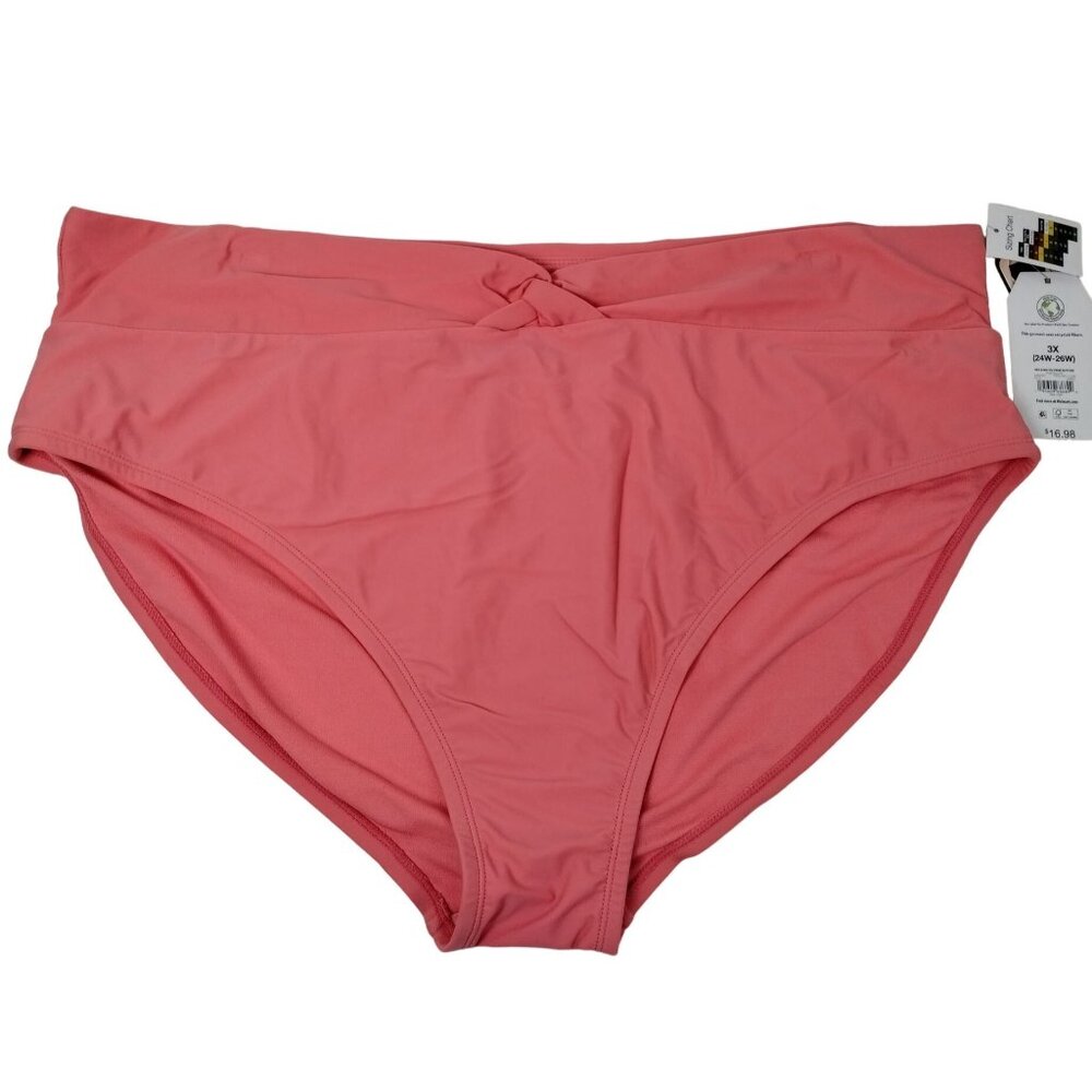 Time and Tru Womens 3XL Peach Glow High Knotted Waist Bikini Bottoms New